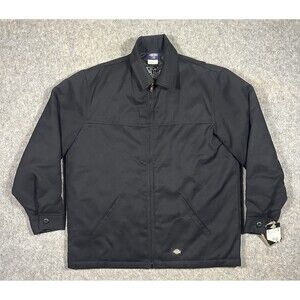 Dickies Eisenhower Jacket Men’s L Black Full Zip Quilt Lined Insulated READ